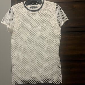 89th & Madison White Mesh Top Small